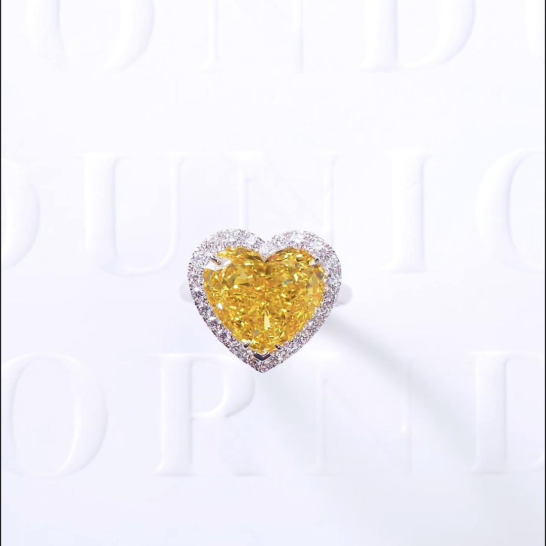 Luneria Rosa — Fancy Yellow Heart Lab Diamond Halo Ring