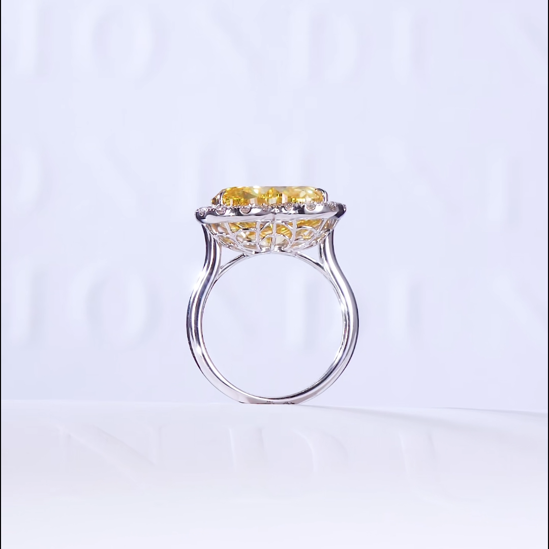 Luneria Rosa — Fancy Yellow Heart Lab Diamond Halo Ring