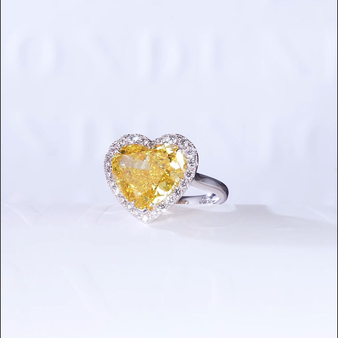 Luneria Rosa — Fancy Yellow Heart Lab Diamond Halo Ring