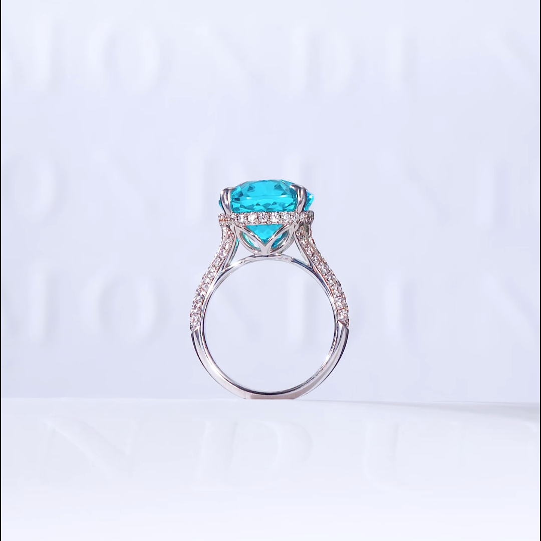Luneria Rosa — Neon Blue-Green Paraiba Tourmaline Solitaire Ring