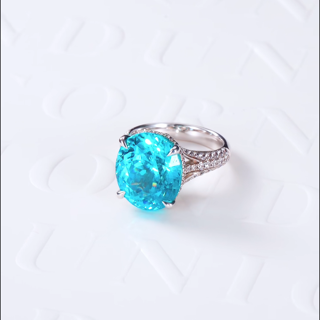 Luneria Rosa — Neon Blue-Green Paraiba Tourmaline Solitaire Ring