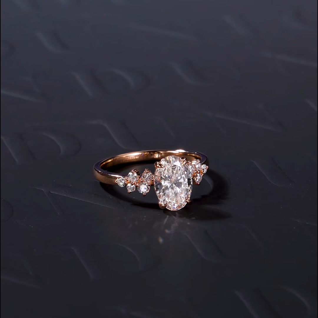 Luneria Rosa — Oval Lab Diamond Constellation Cluster Ring in Rose Gold