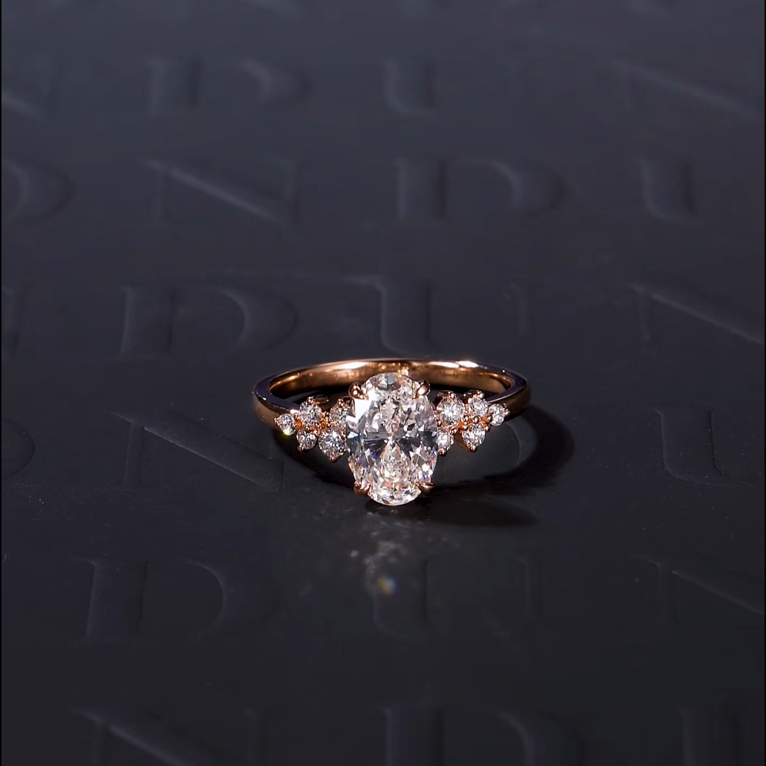 Luneria Rosa — Oval Lab Diamond Constellation Cluster Ring in Rose Gold