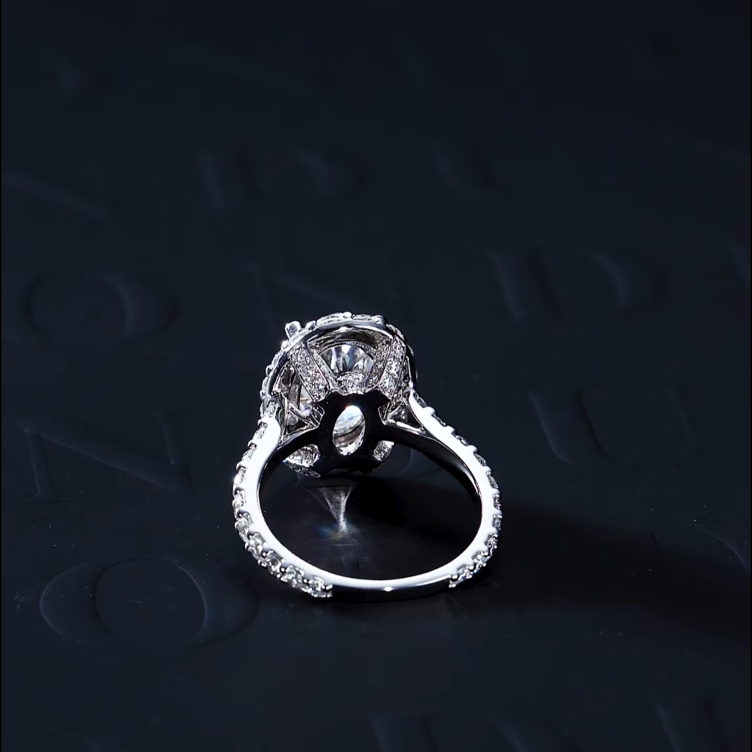 Luneria Rosa — Oval Lab Diamond Grand Cluster Halo Full Pavé Ring