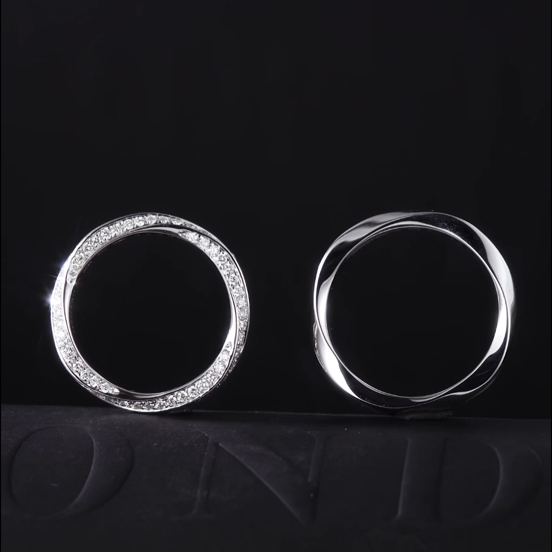 Luneria Rosa — Diamond Pavé Eternity Band & Twisted Plain Band Matching Set