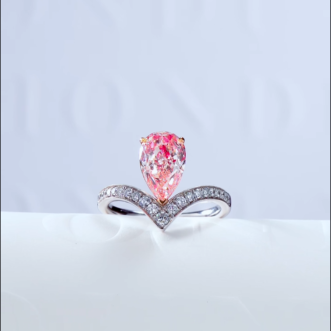 Luneria Rosa — Fancy Pink Pear Lab Diamond Chevron Pavé Ring
