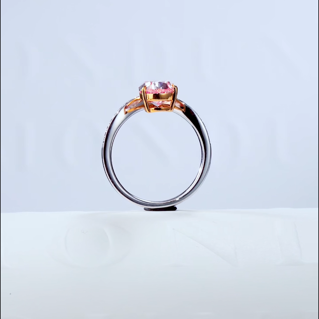 Luneria Rosa — Fancy Pink Pear Lab Diamond Chevron Pavé Ring