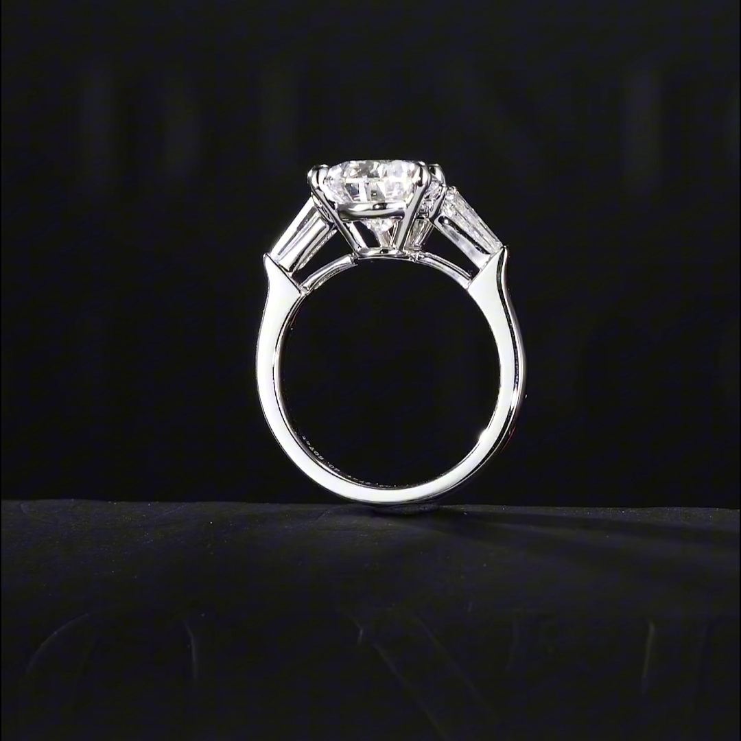  Luneria Arc — White Pear Lab Diamond Tapered Baguette Three-Stone Ring