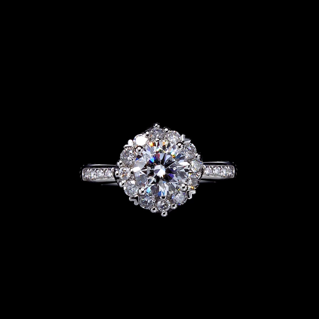 Luneria Bloom — Round Lab Diamond Floral Cluster Halo Ring