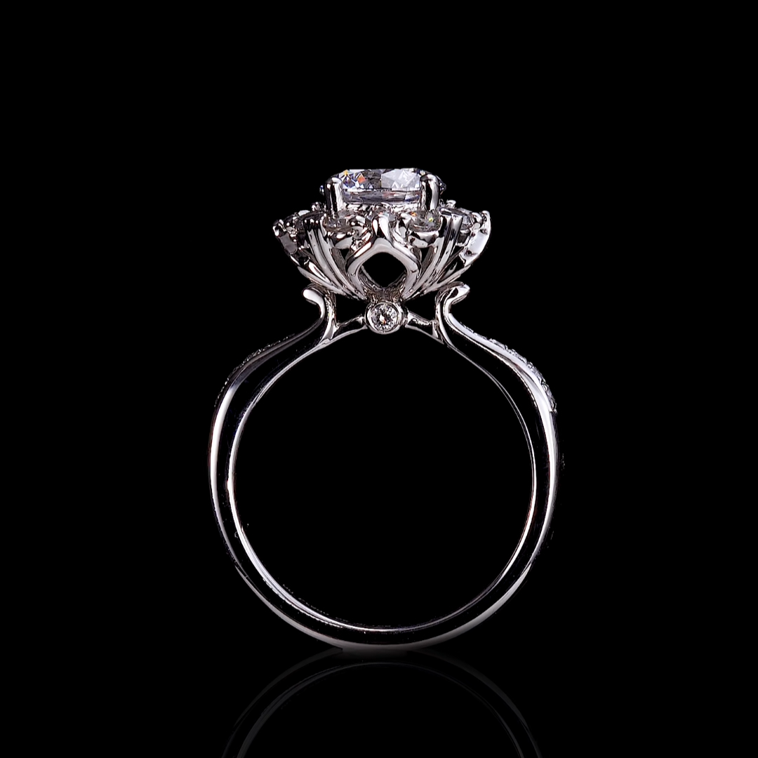 Luneria Bloom — Round Lab Diamond Floral Cluster Halo Ring