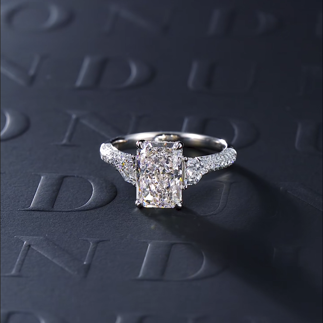 Luneria Lumière — White Radiant Lab Diamond Half-Moon Pavé Ring