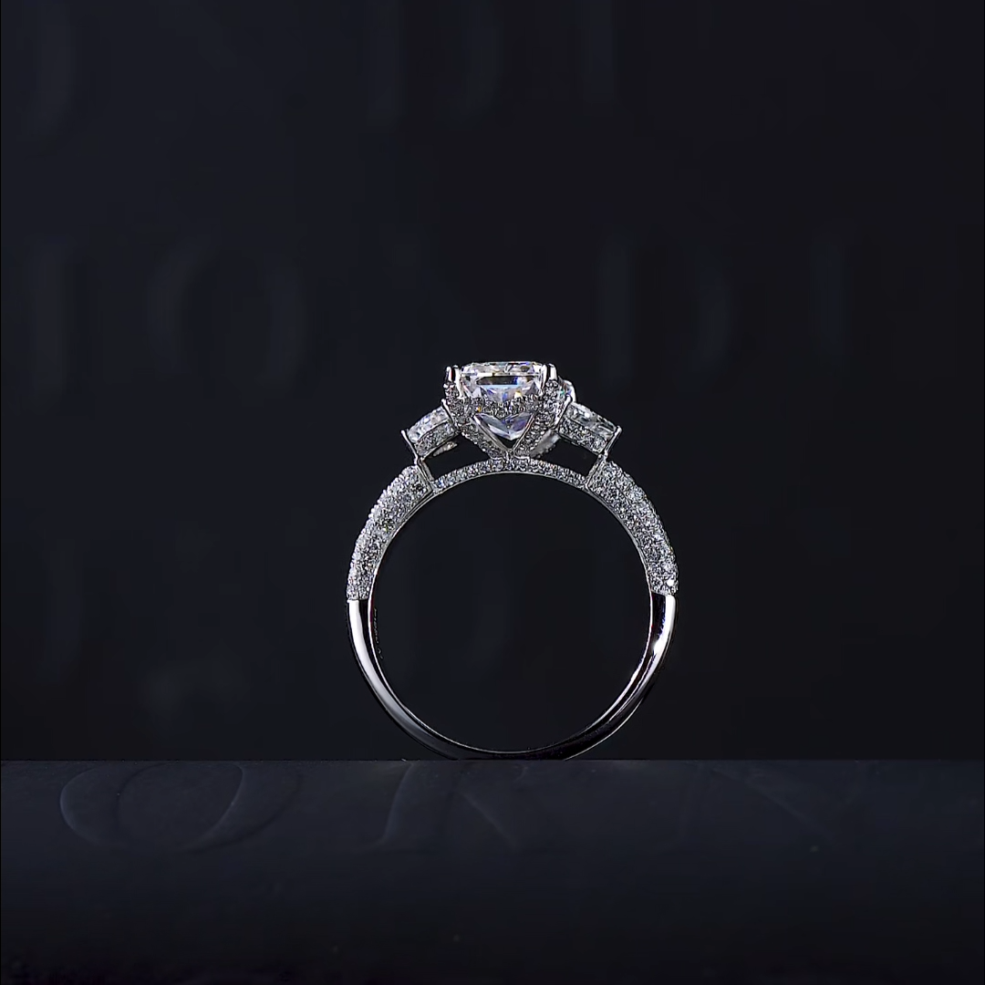 Luneria Lumière — White Radiant Lab Diamond Half-Moon Pavé Ring