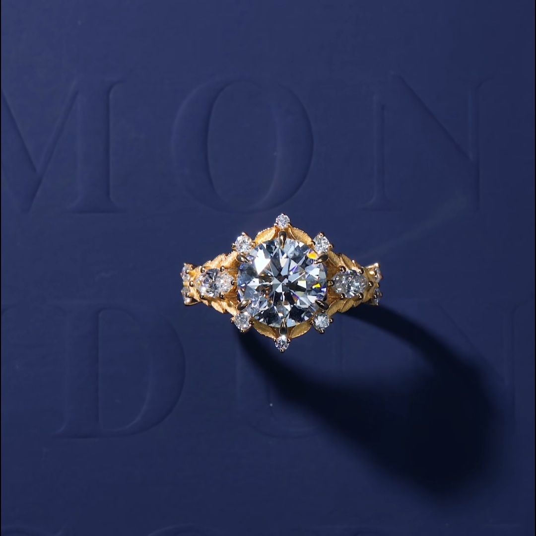 Luneria Jardine — Round Lab Diamond Yellow Gold Botanical Cluster Ring