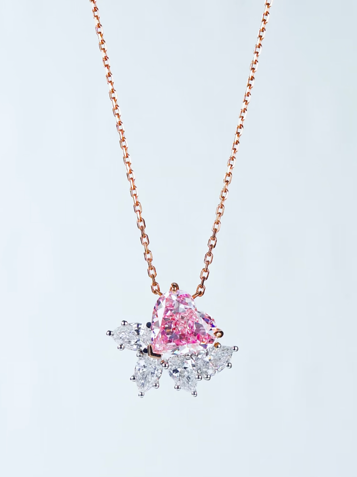 Luneria Cœur — Pink Heart Diamond Starburst Necklace