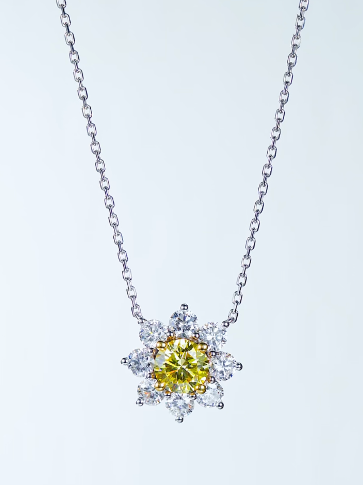 Luneria Solaire — Yellow Diamond Sunflower Cluster Necklace