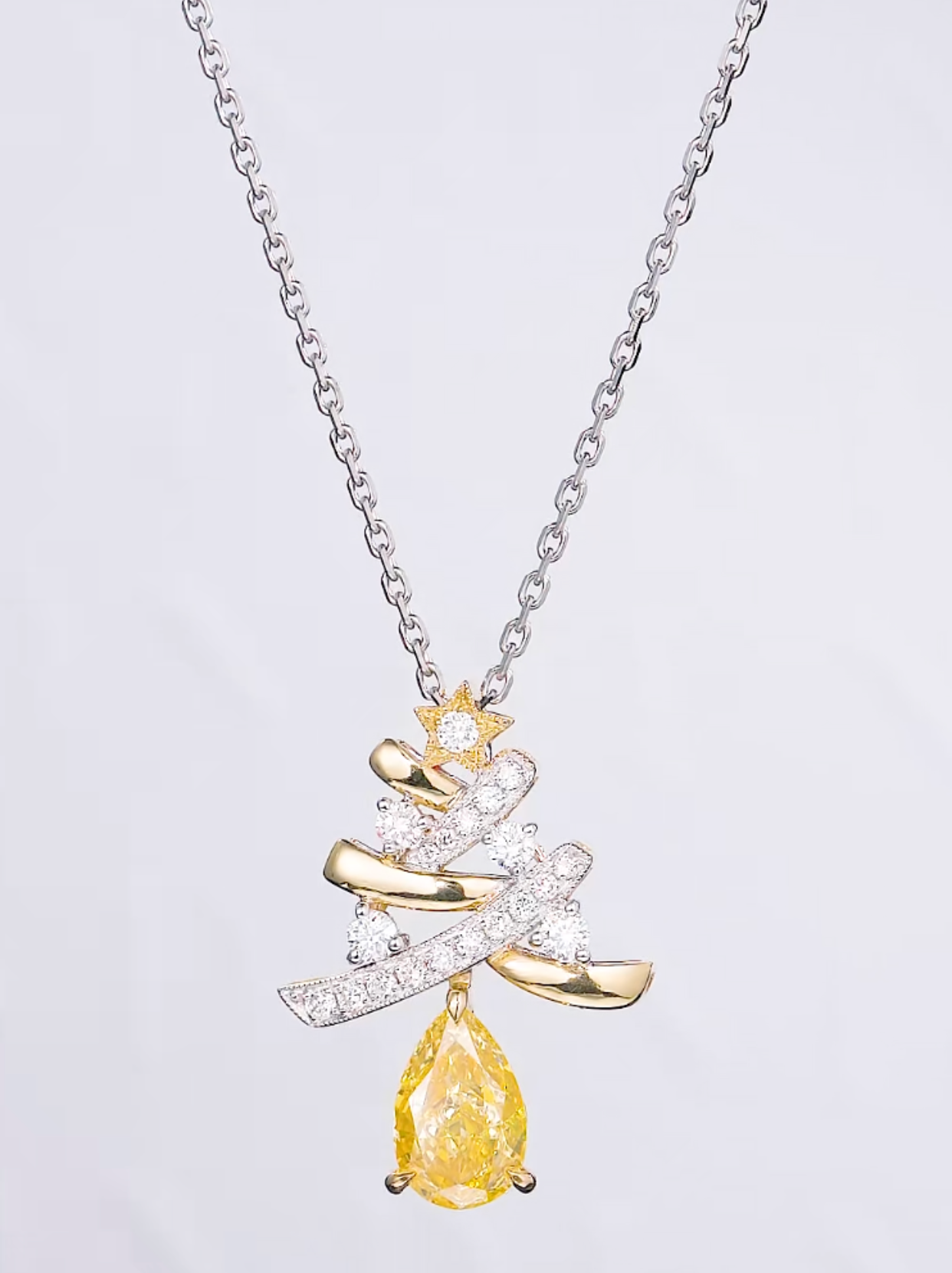 Luneria Comète — Yellow Diamond Star Ribbon Drop Necklace