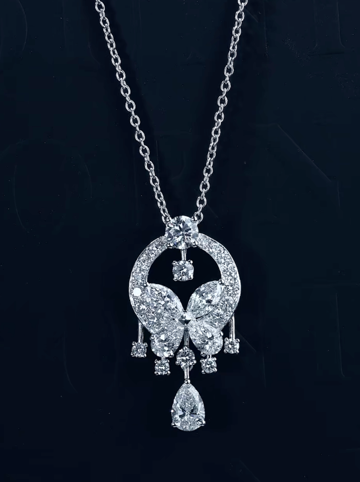 Luneria Papillon Grand — Diamond Butterfly Chandelier Necklace