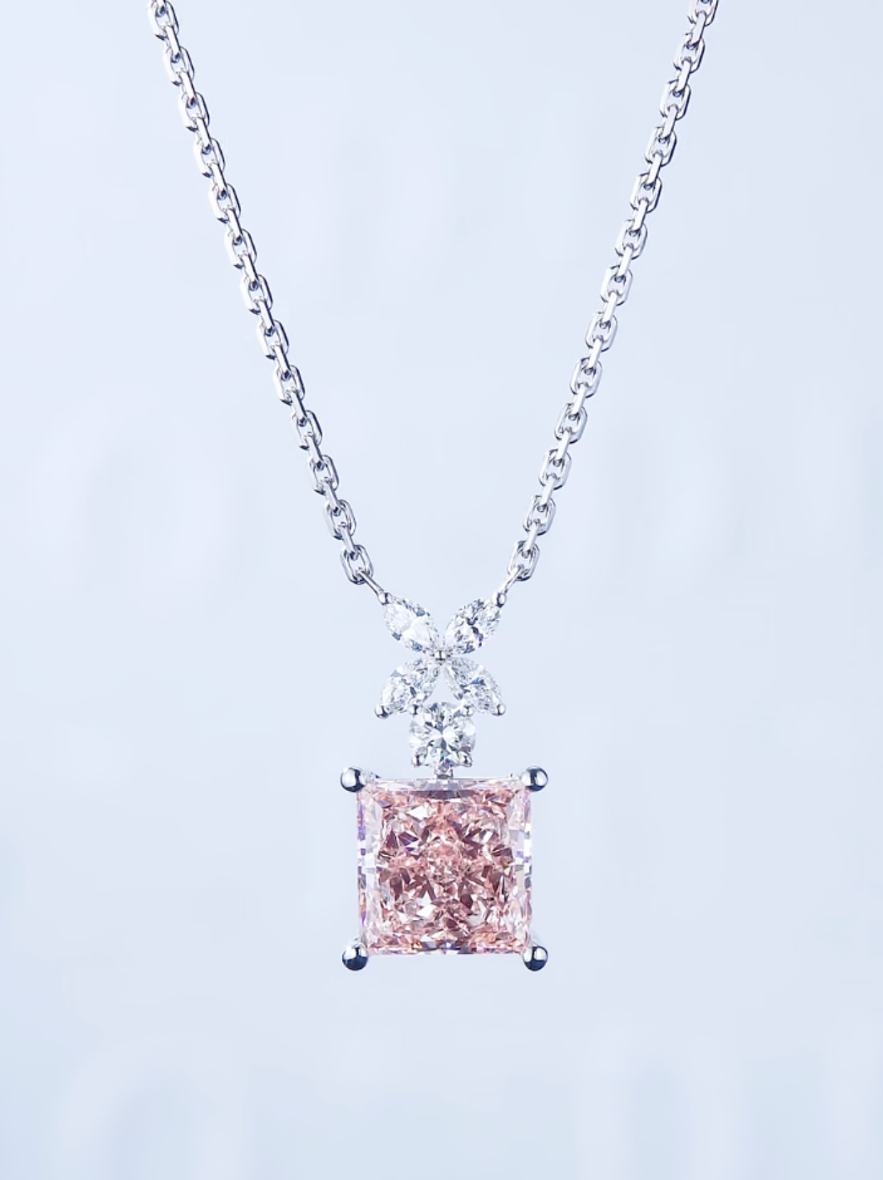 Luneria Sakura — Pink Radiant Diamond Flower Top Necklace