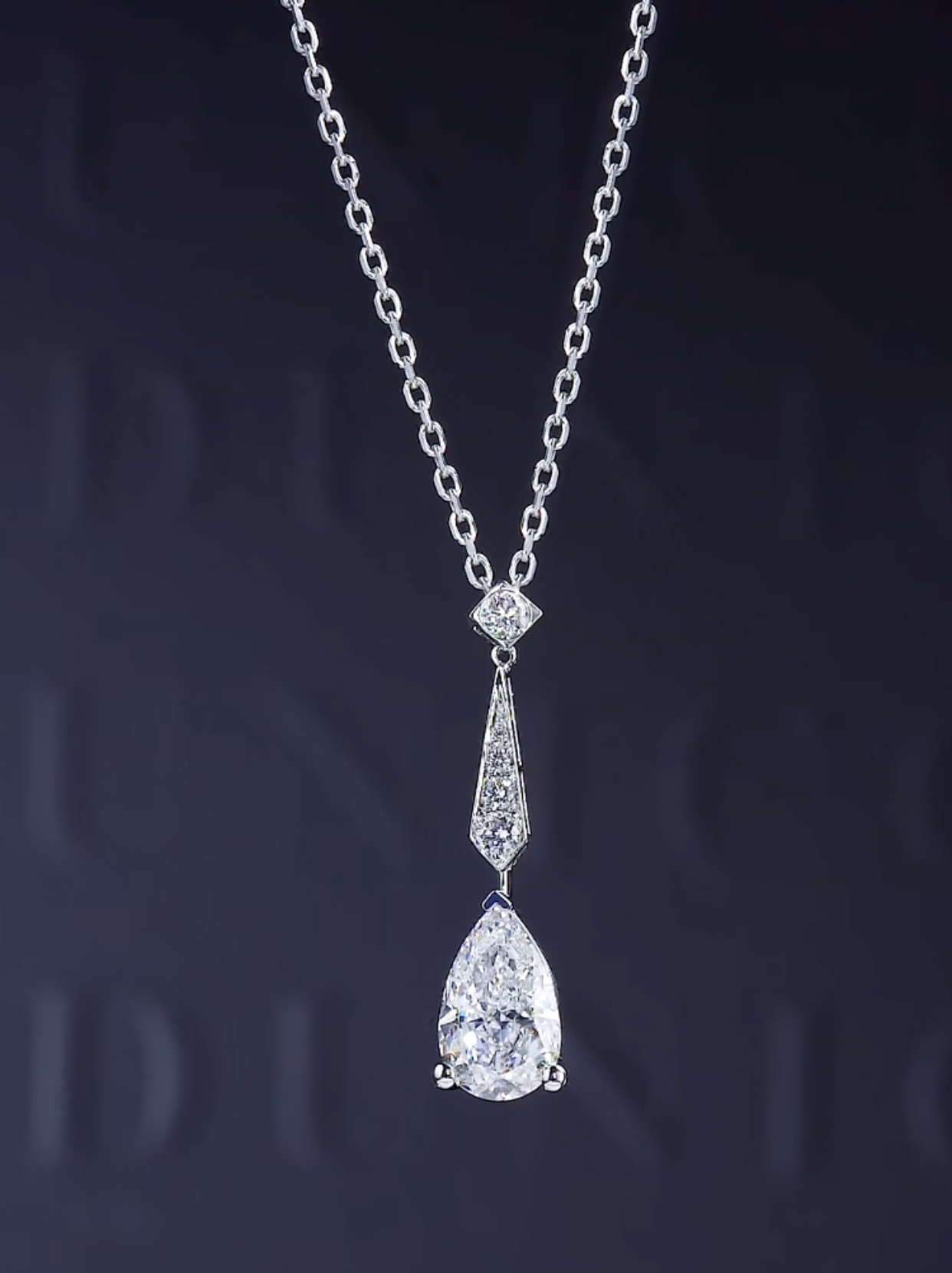  Luneria Flèche — Pear Diamond Art Deco Drop Necklace
