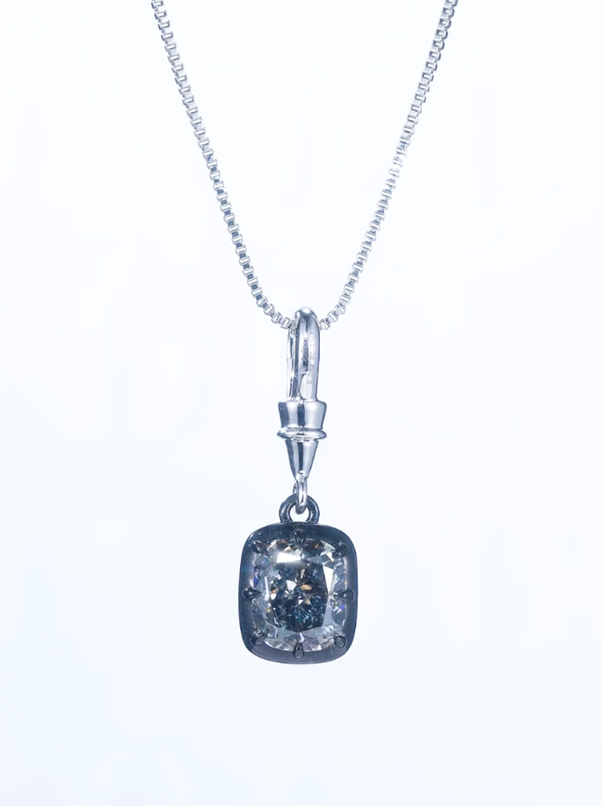 Luneria Brume — Blue-Grey Cushion Diamond Drop Necklace