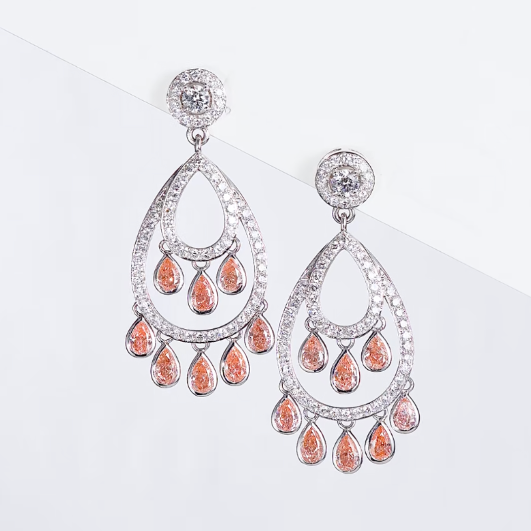 Pink Diamond Chandelier Earrings