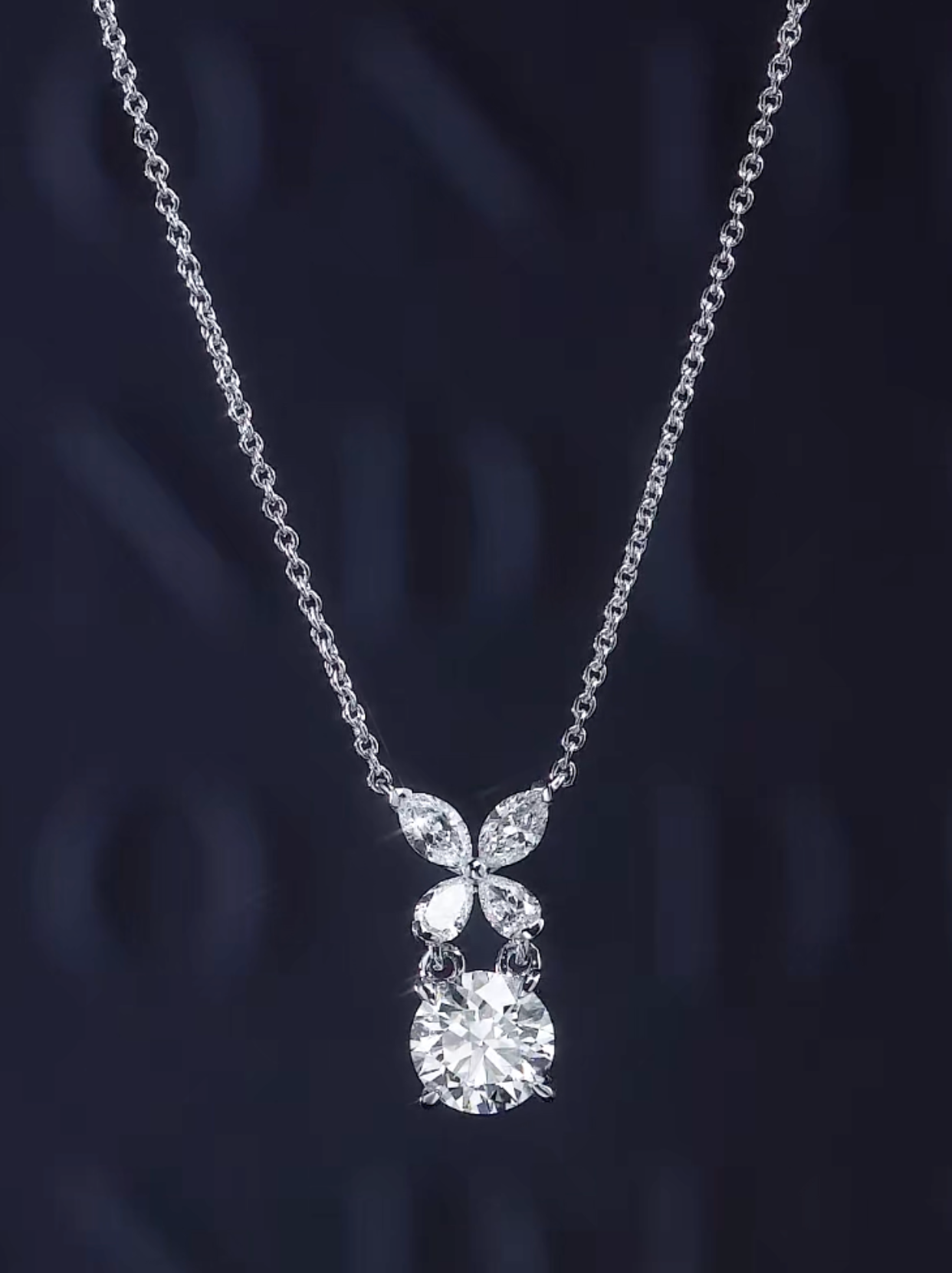  Luneria Feuille — Round Diamond Marquise Leaf Necklace