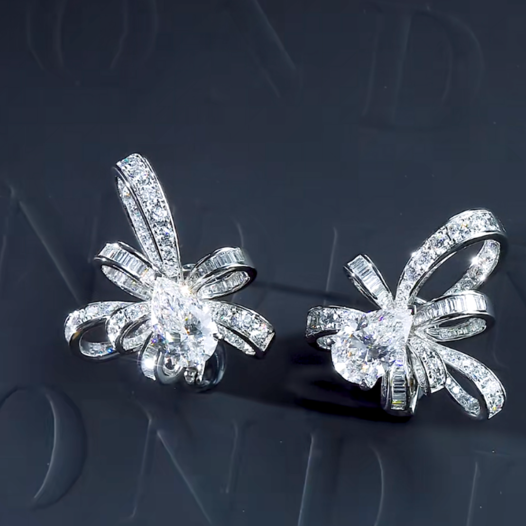 Diamond Bow Pavé Cluster Earrings