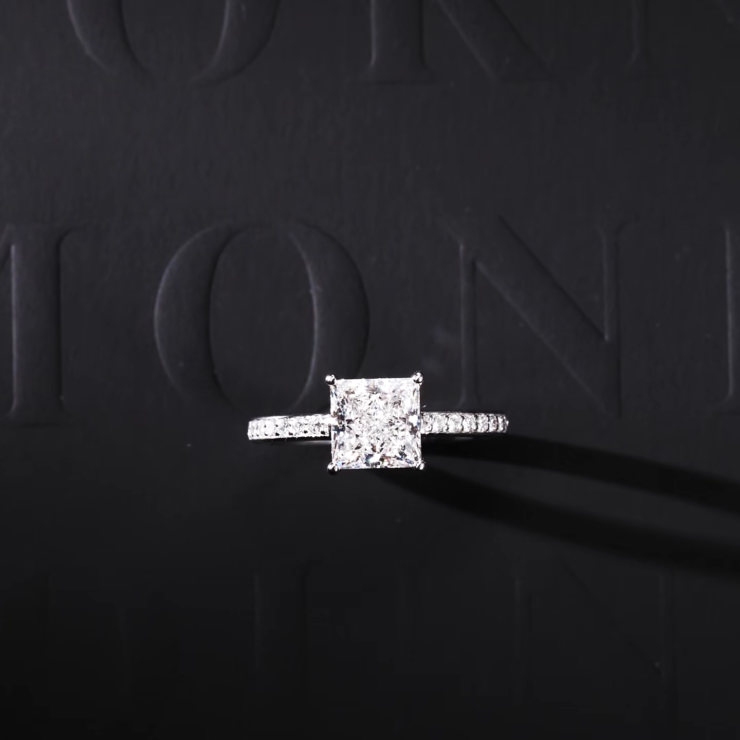 Princess Cut Pavé Diamond Engagement Ring