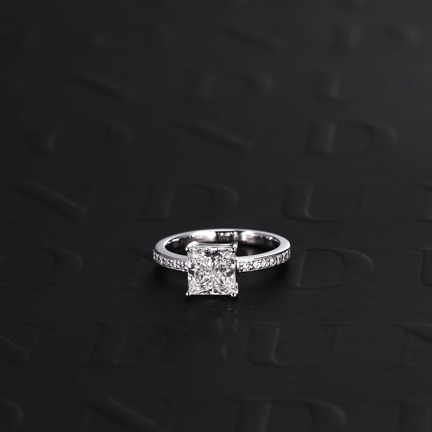 Princess Cut Pavé Diamond Engagement Ring