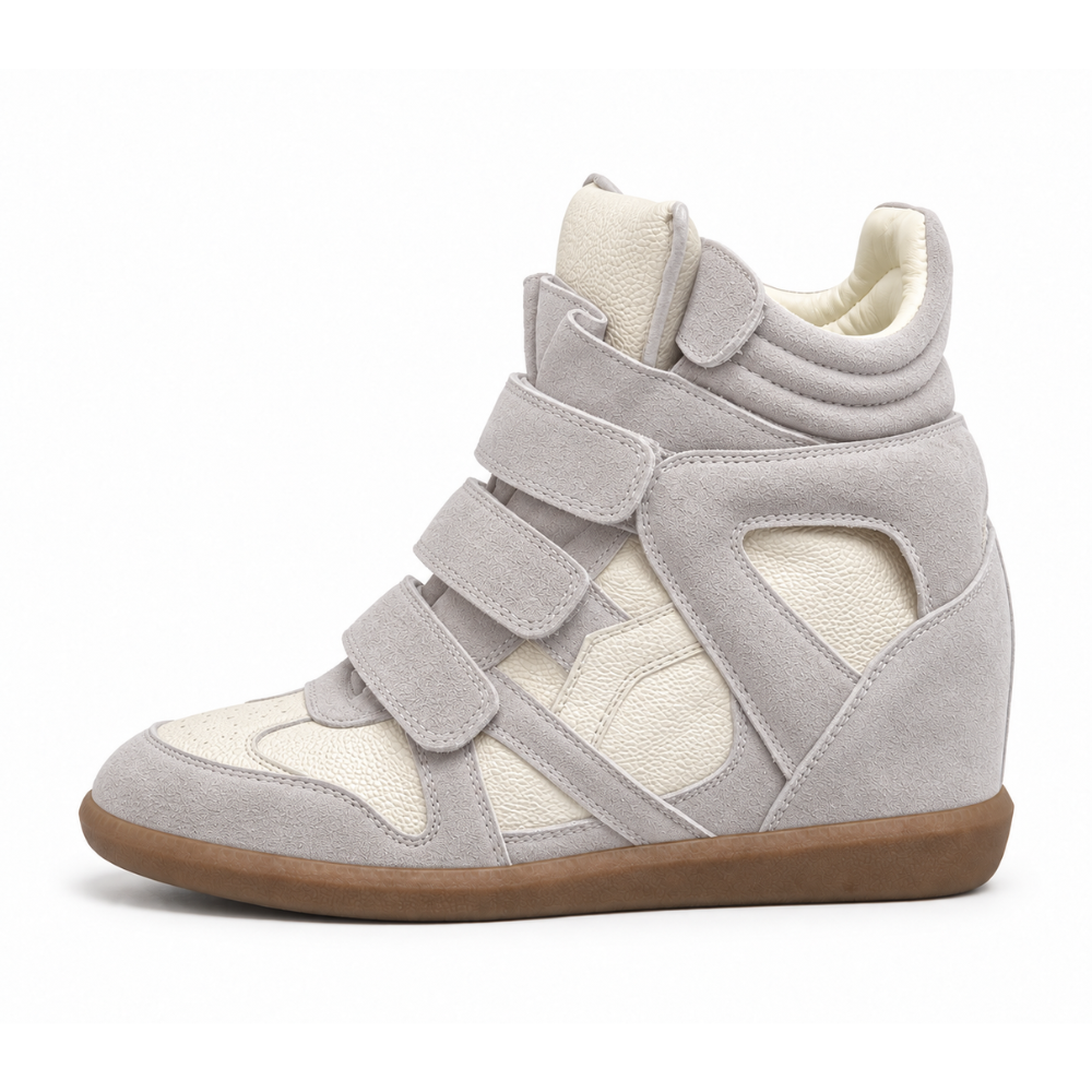 Multi Velcro Strap Hidden Wedge High Top Sneakers