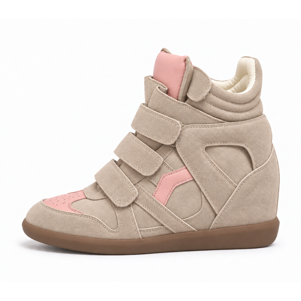 Multi Velcro Strap Hidden Wedge High Top Sneakers