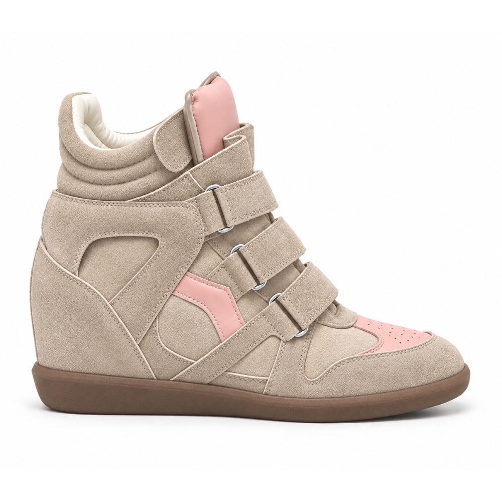 Multi Velcro Strap Hidden Wedge High Top Sneakers