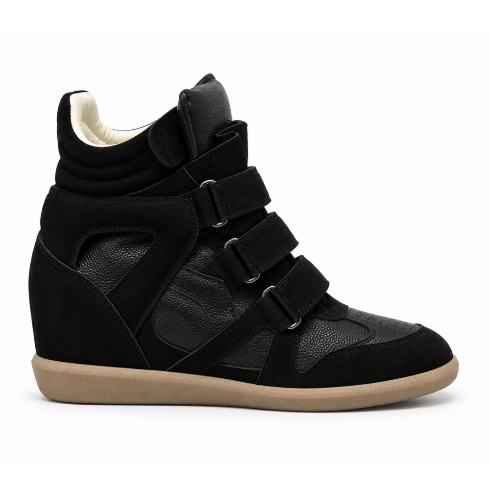 Multi Velcro Strap Hidden Wedge High Top Sneakers