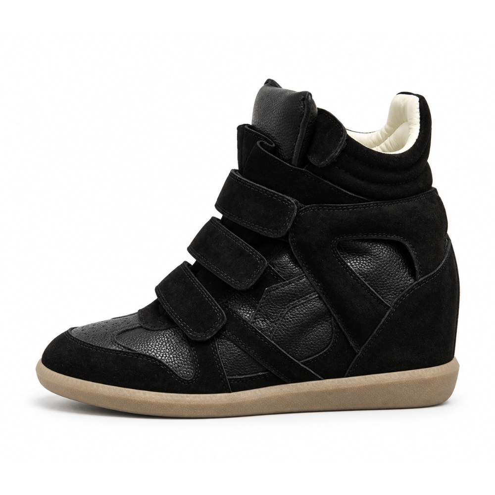 Multi Velcro Strap Hidden Wedge High Top Sneakers