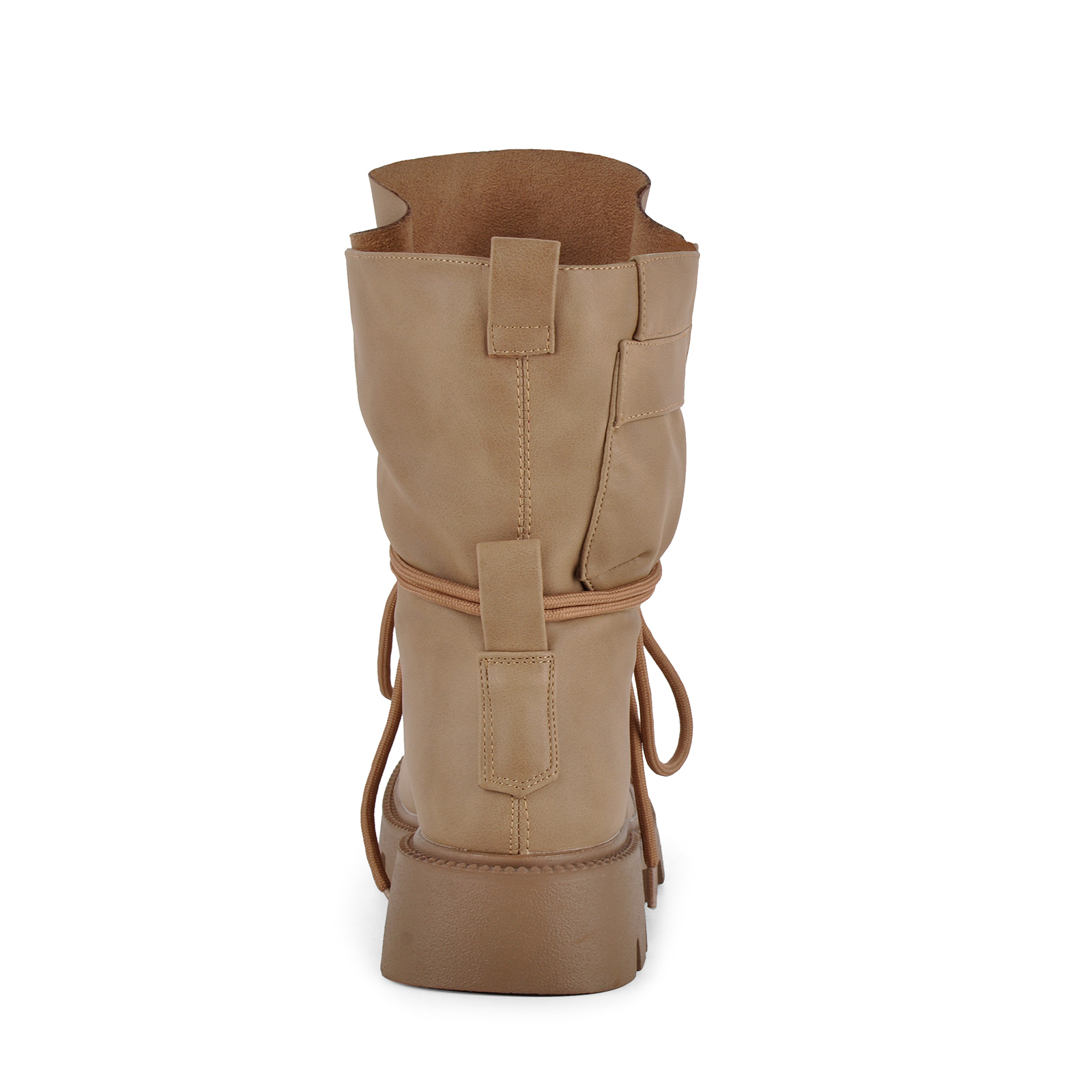 Pocket Lace-up Chunky Heel Moto Ankle Boots