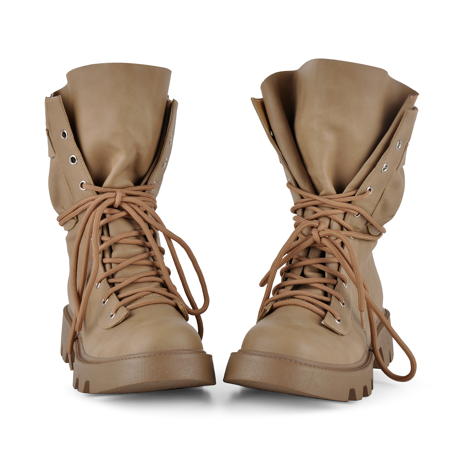 Pocket Lace-up Chunky Heel Moto Ankle Boots