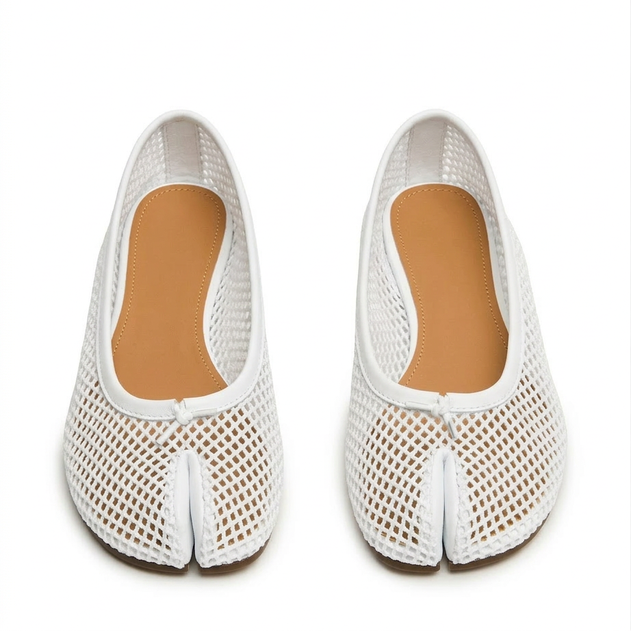 Round Toe Mesh Tabi Ballet Flats