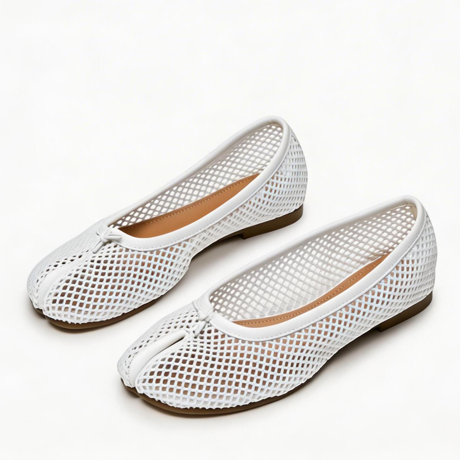 Round Toe Mesh Tabi Ballet Flats