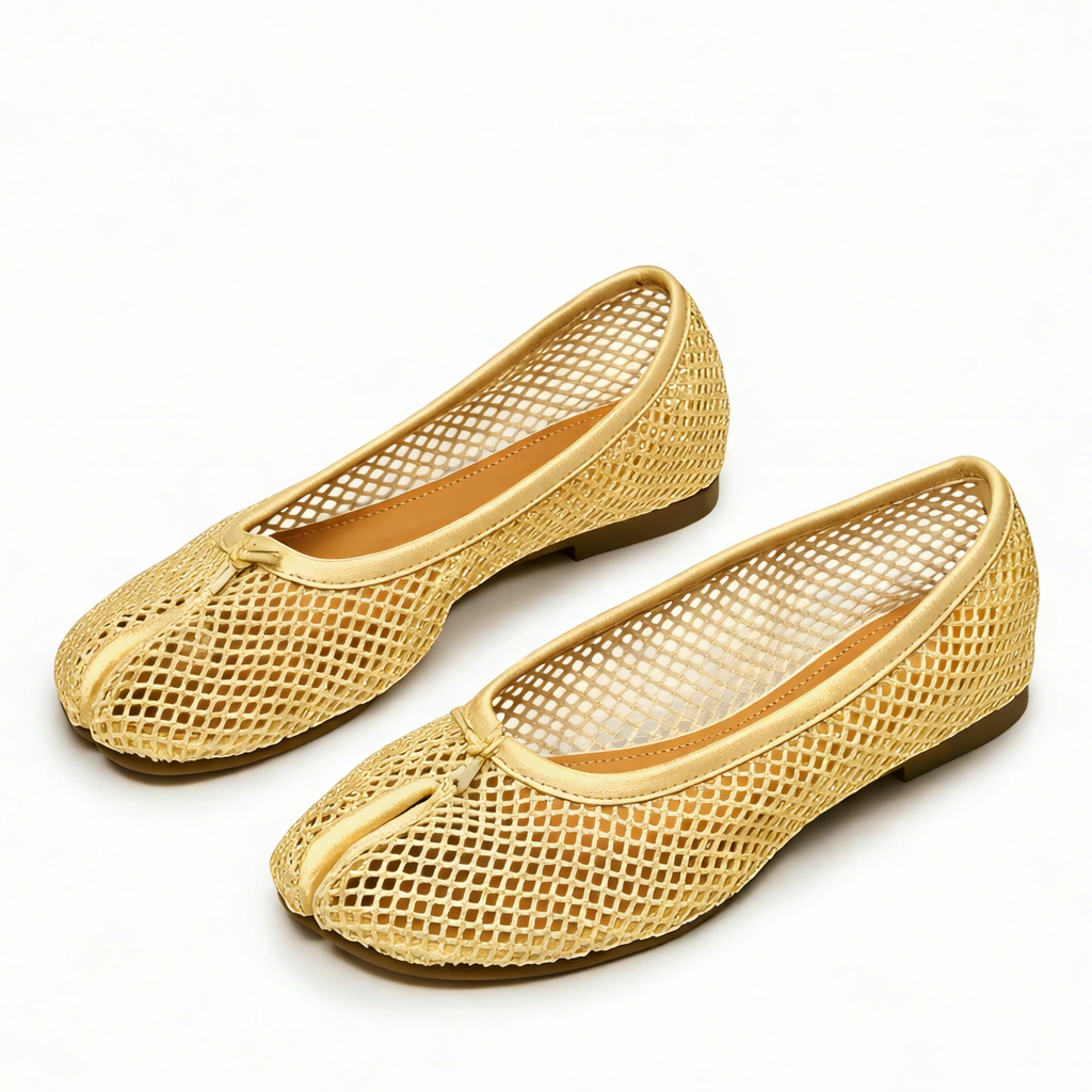 Round Toe Mesh Tabi Ballet Flats