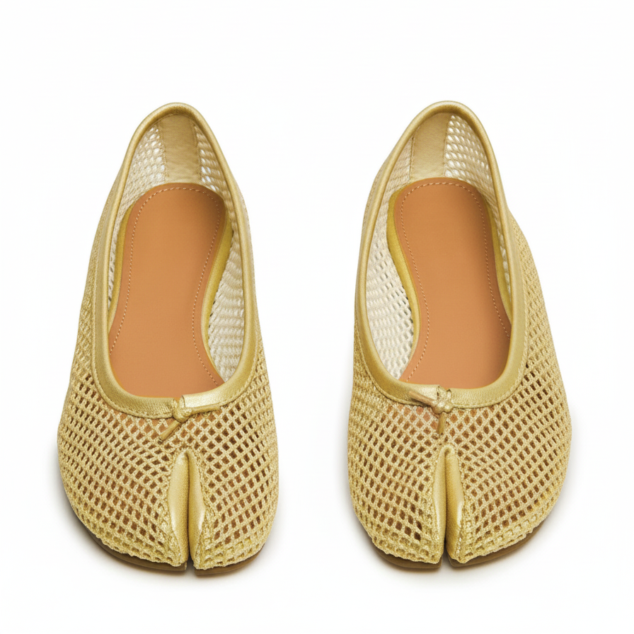 Round Toe Mesh Tabi Ballet Flats