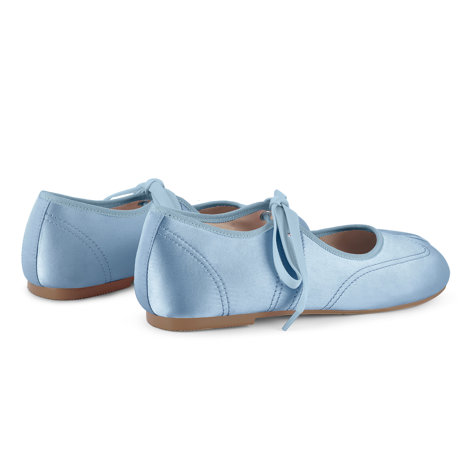 Round Toe Satin Tabi Lace-up Flats