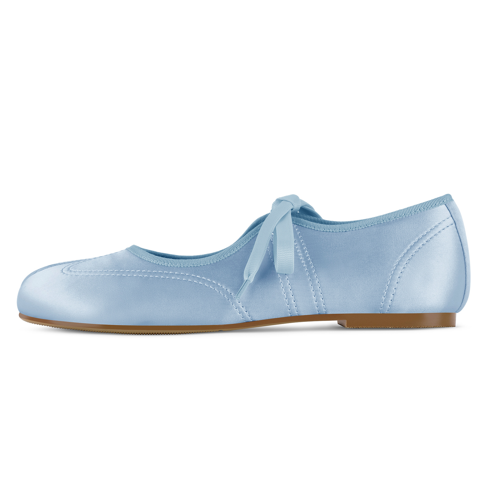 Round Toe Satin Tabi Lace-up Flats