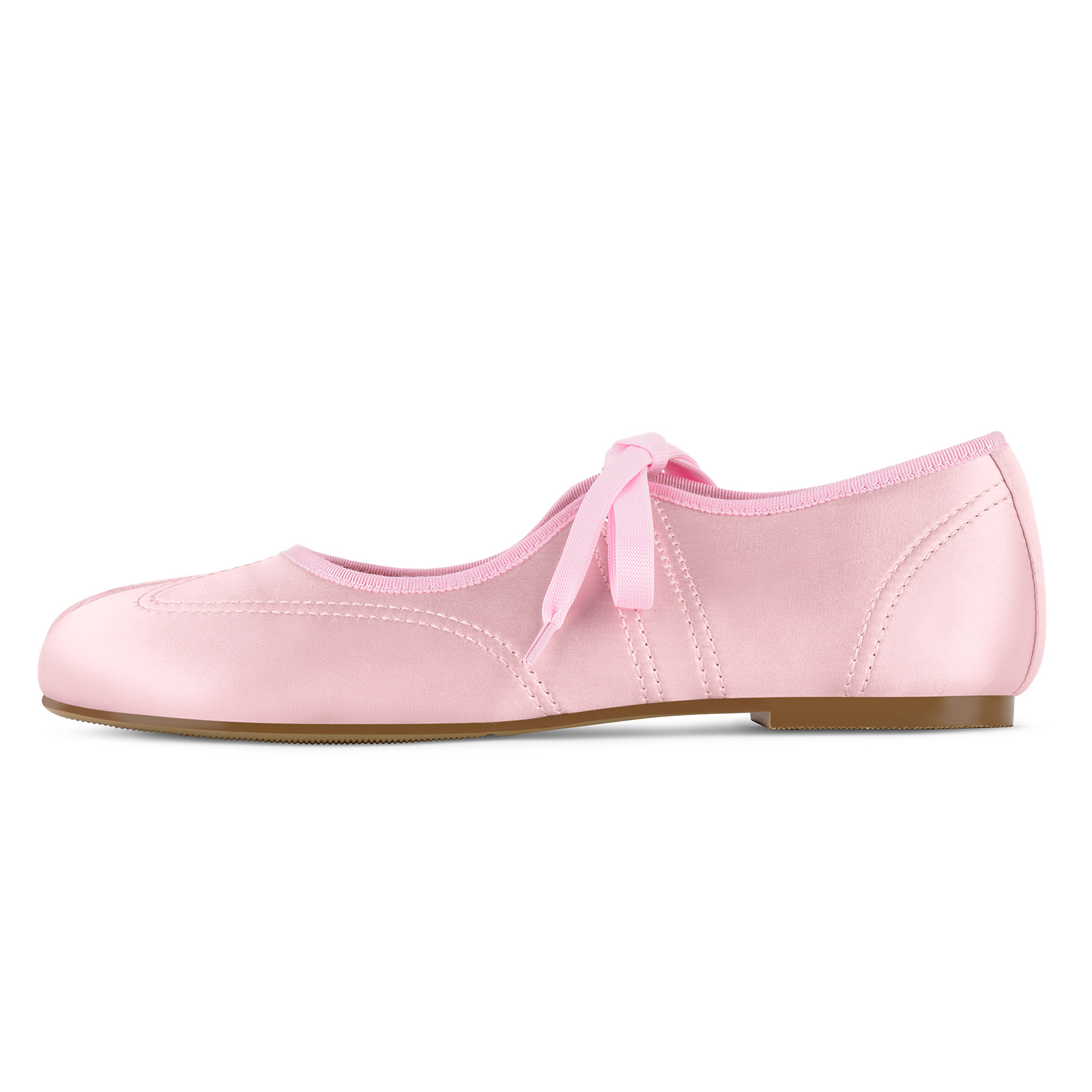 Round Toe Satin Tabi Lace-up Flats