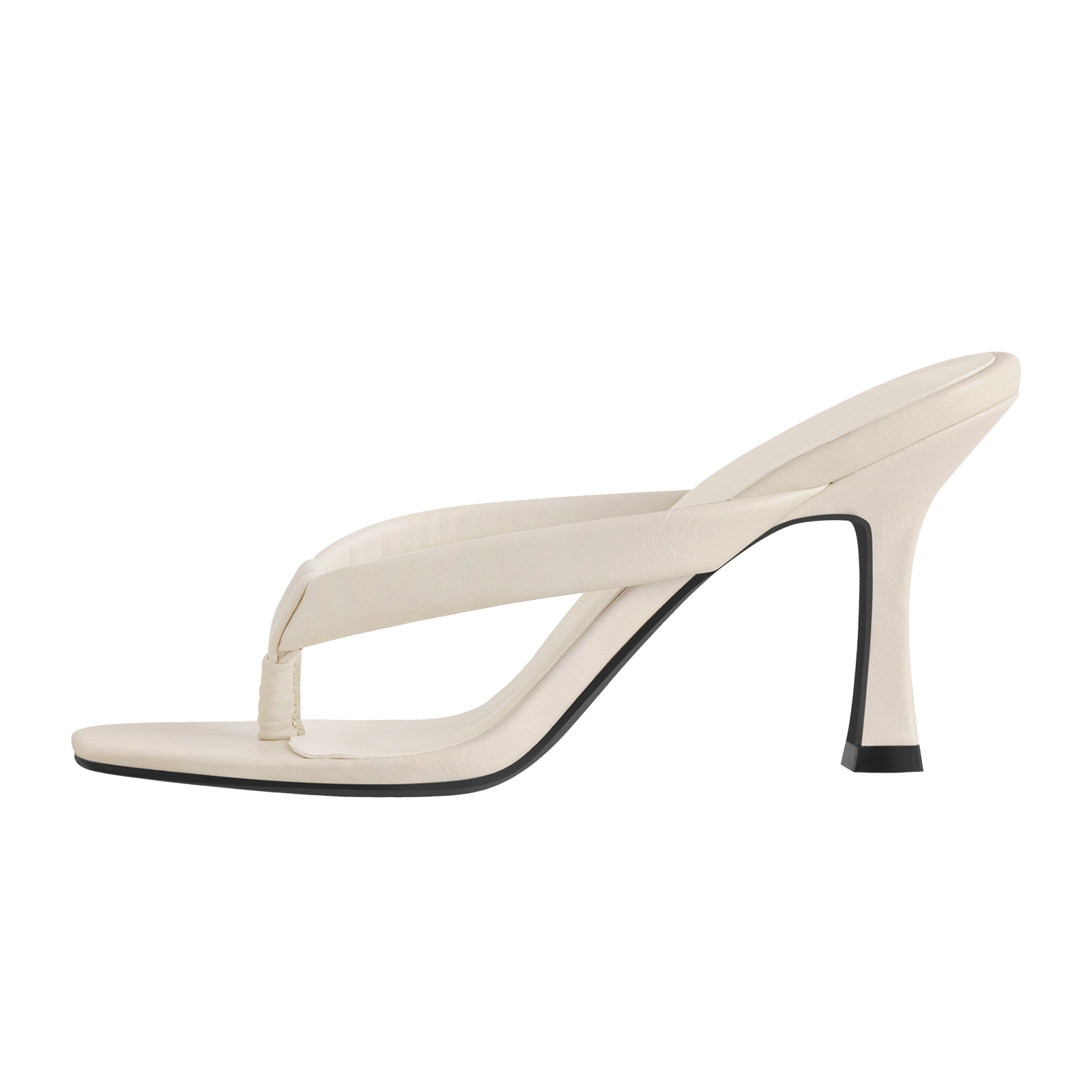 Beige Square Toe Flip-Flop Sandals