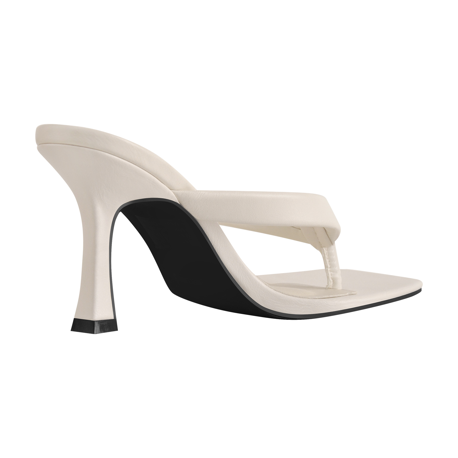 Beige Square Toe Flip-Flop Sandals