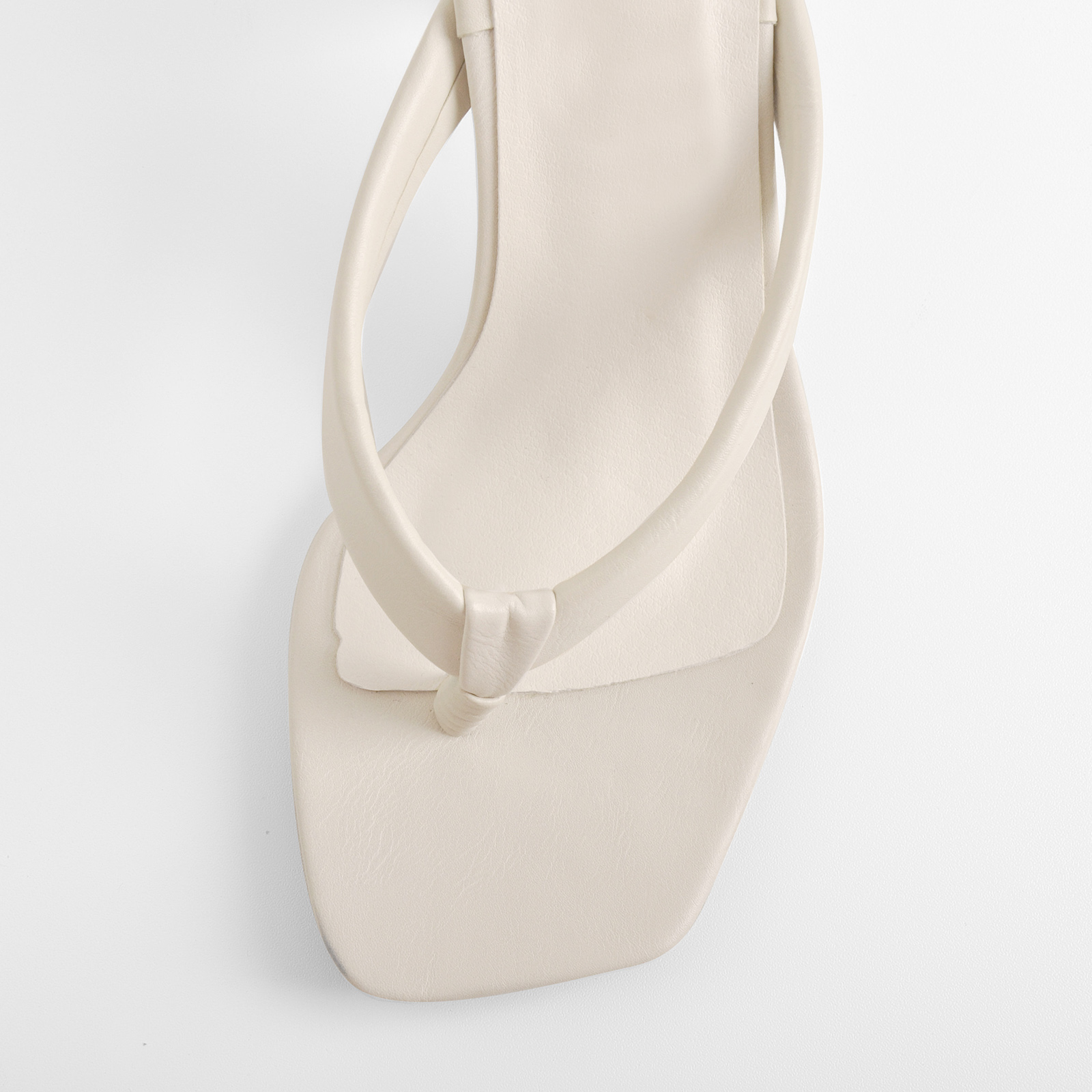 Beige Square Toe Flip-Flop Sandals