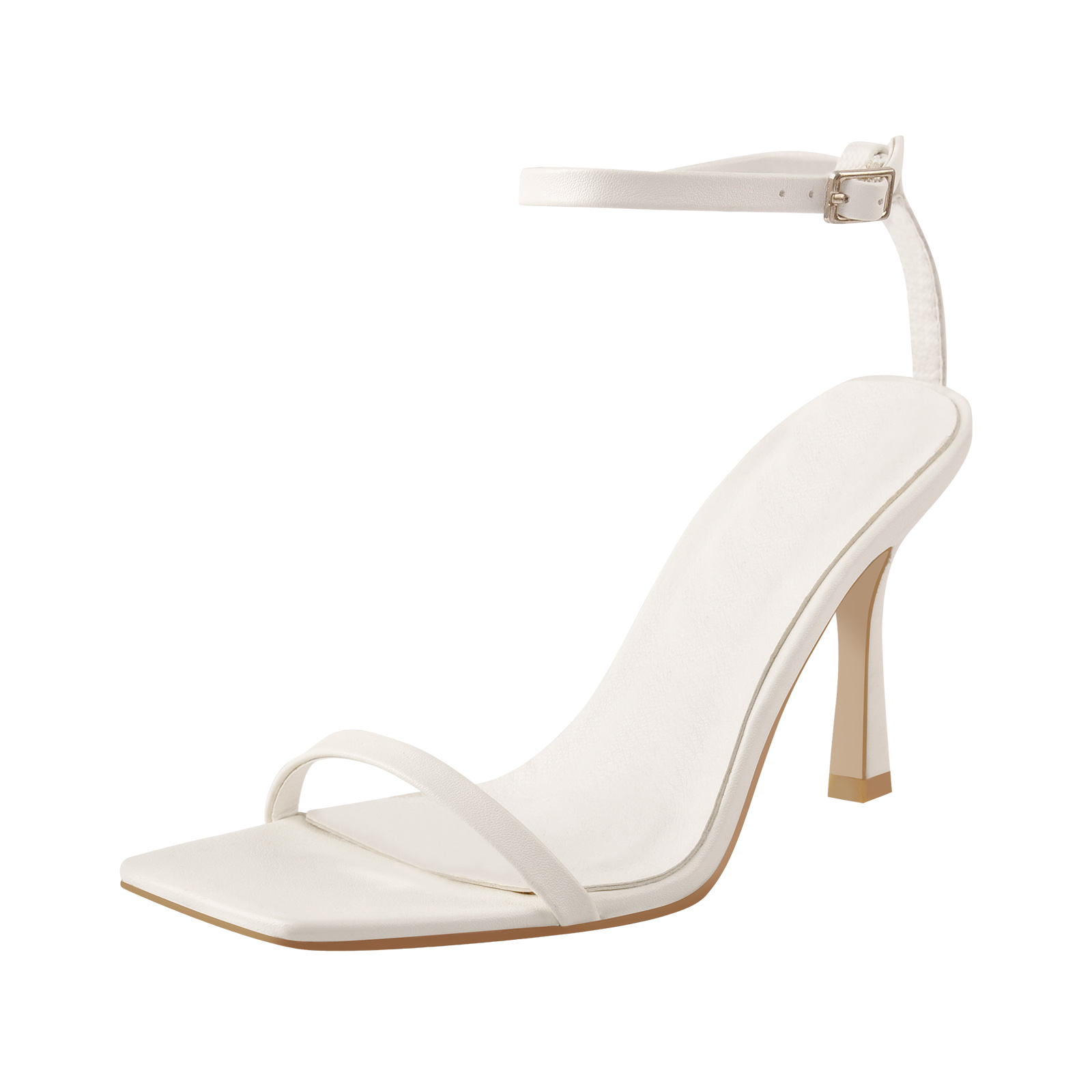 Square Toe Ankle Strap Stiletto Sandals