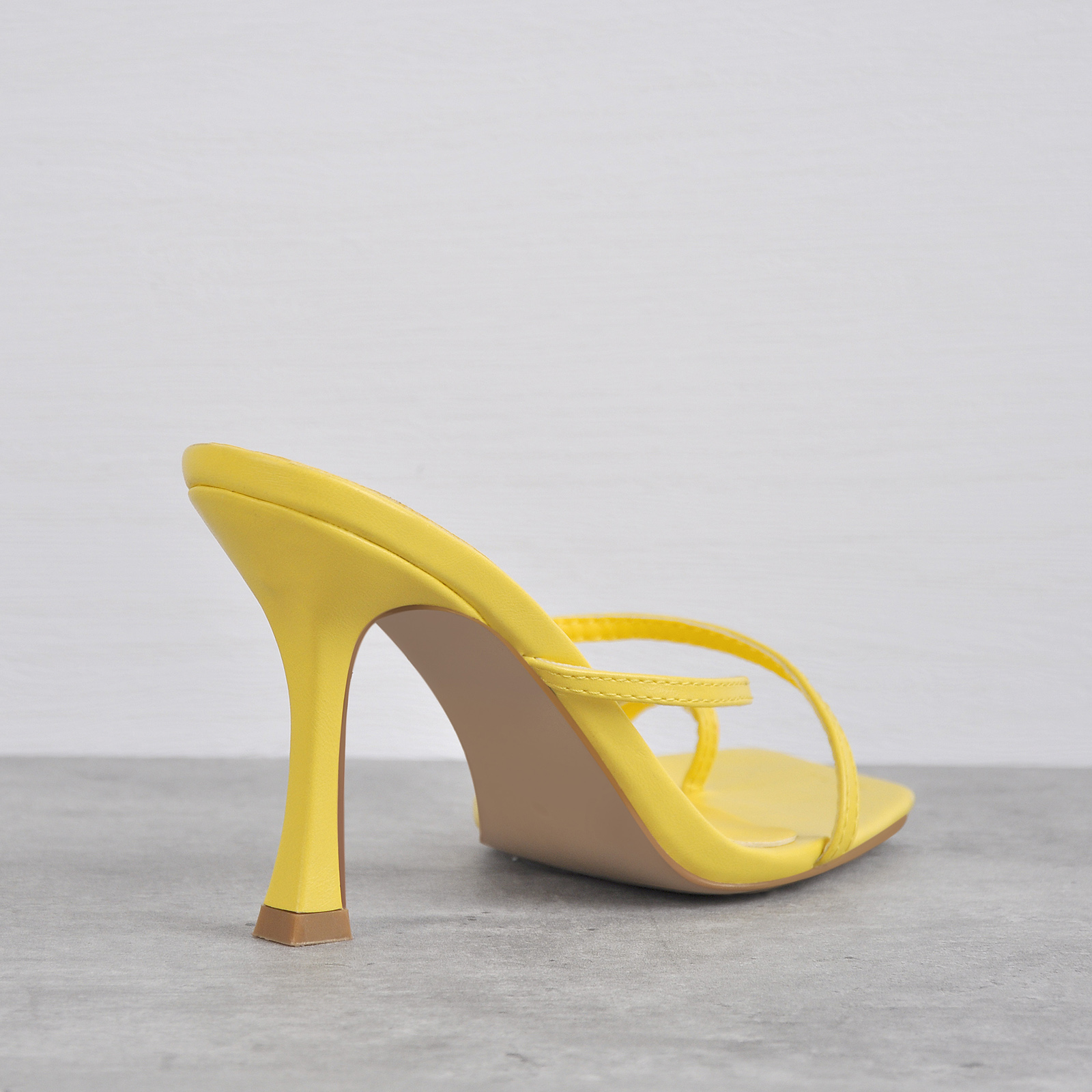 Yellow Square Toe Thong Mule Sandals