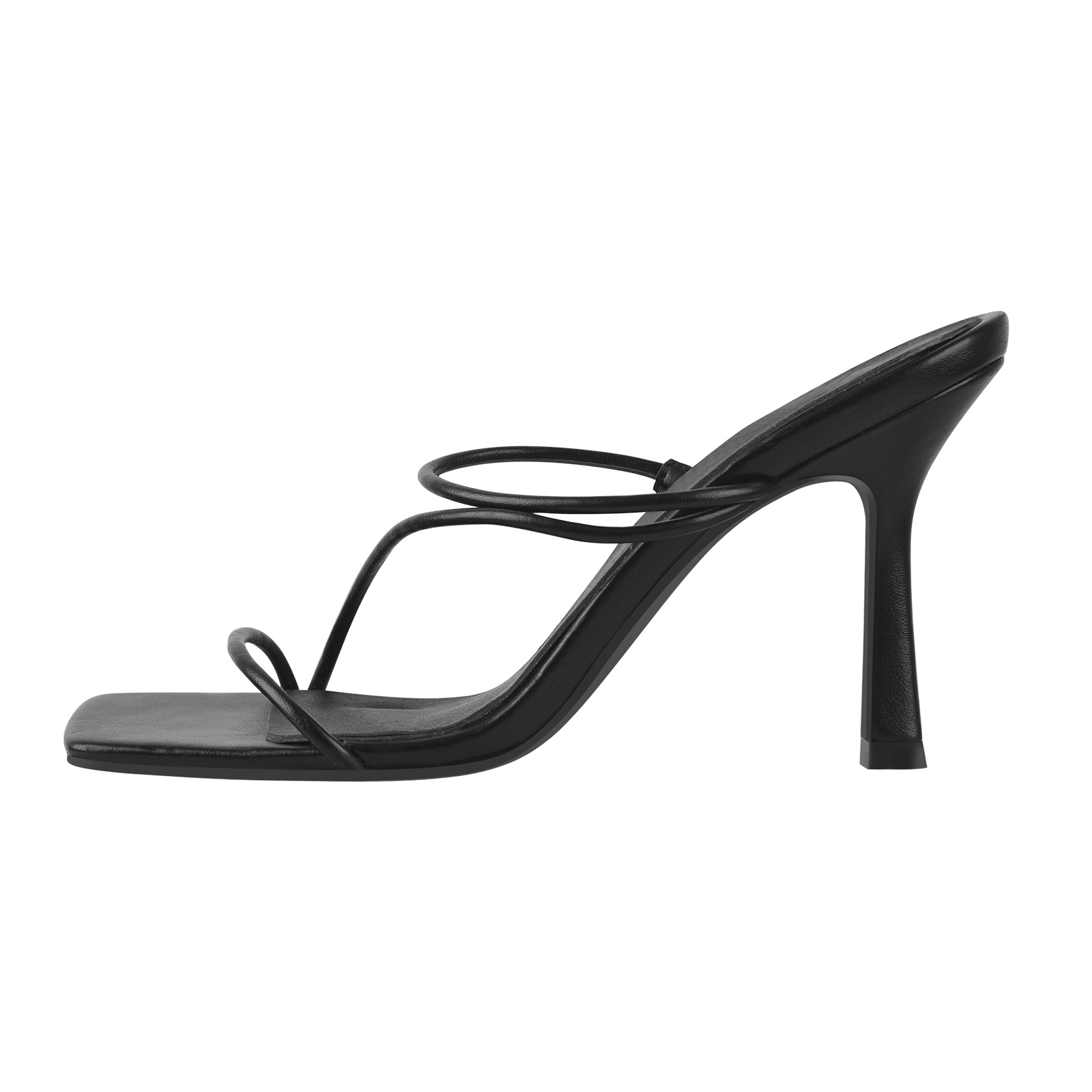 Square Toe Strappy Stiletto Mule Sandals