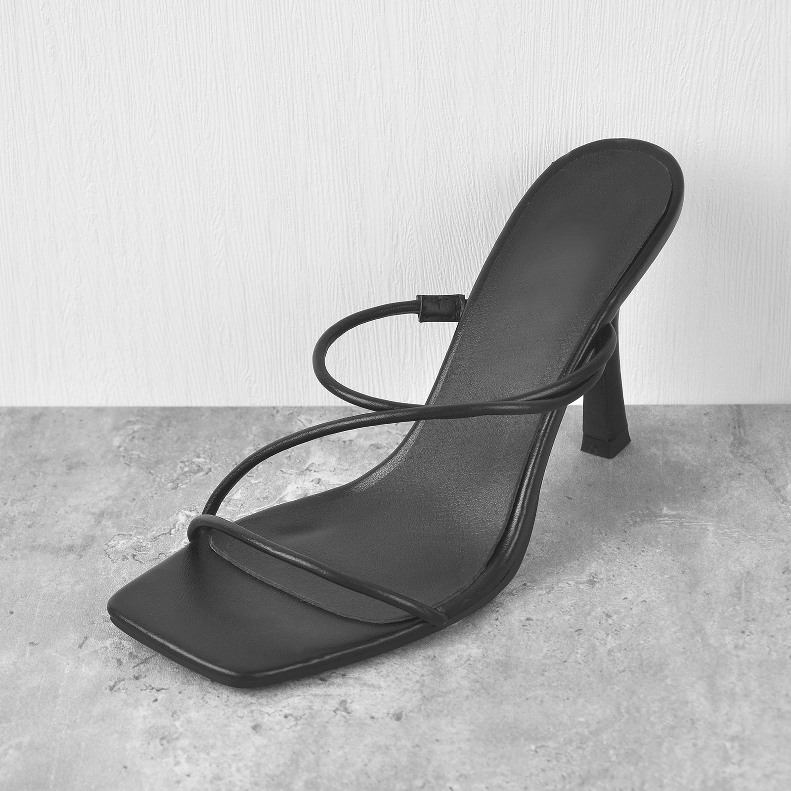 Square Toe Strappy Stiletto Mule Sandals